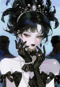 jimeng-2025-10-11-3559-二次元，人像特写，女，夸张绘画技法，夸张细窄身体+夸张细长手臂，眼睛紧闭，浮夸睫…